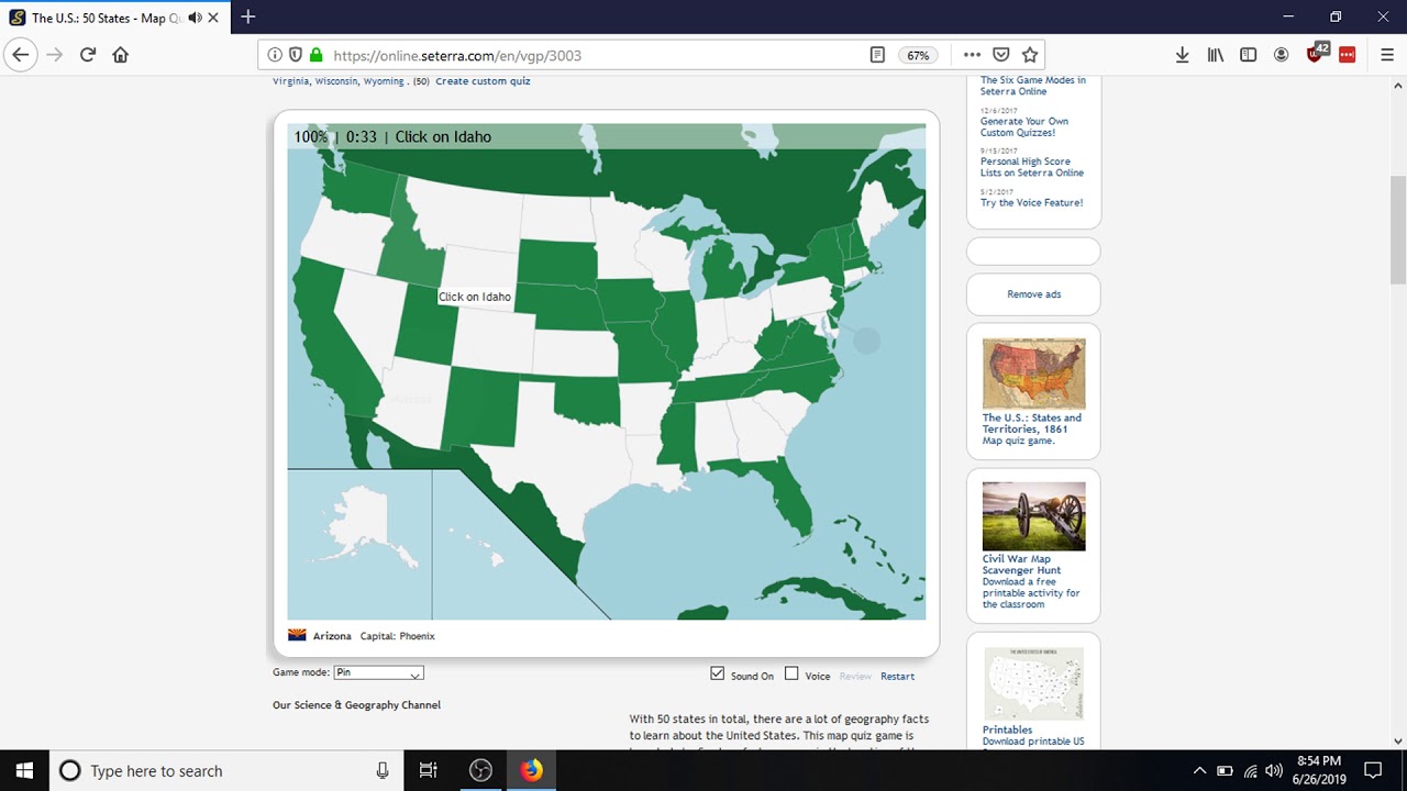 50 States Quiz Printable Free