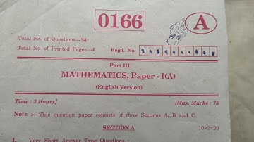 TS INTER FIRST YEAR MATHS-1A QUESTION PAPER MAY2024 #MATHSMODELPAPER   #PERVIOUSPAPERS #MODELPAPERS