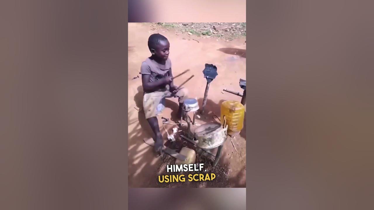 Boy in Africa made his own drum set and played... 😱😱❤️