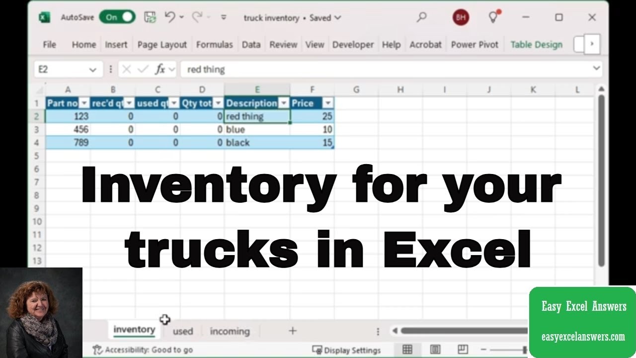 Example Inventory Truck Inventory for your trucks in Excel - YouTube