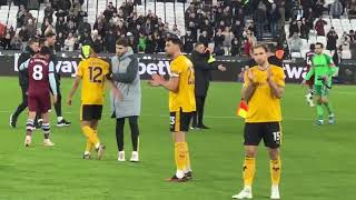 Wolves players Final Whistle after 3-0 loss to West Ham