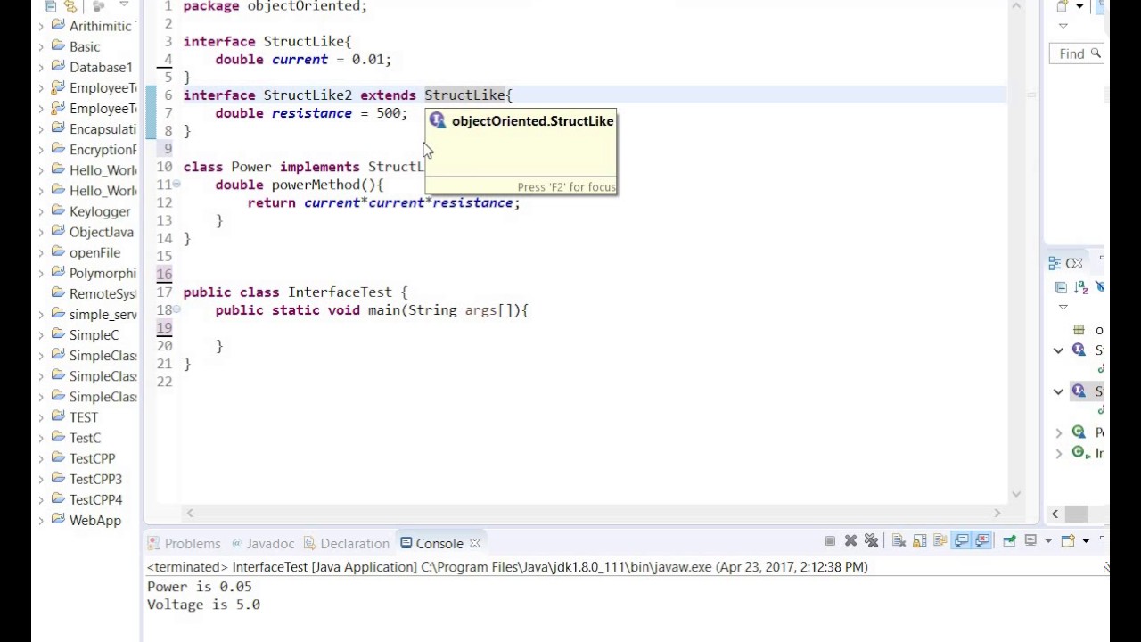 Java- Interface Example 4 (Extend Interface) - YouTube