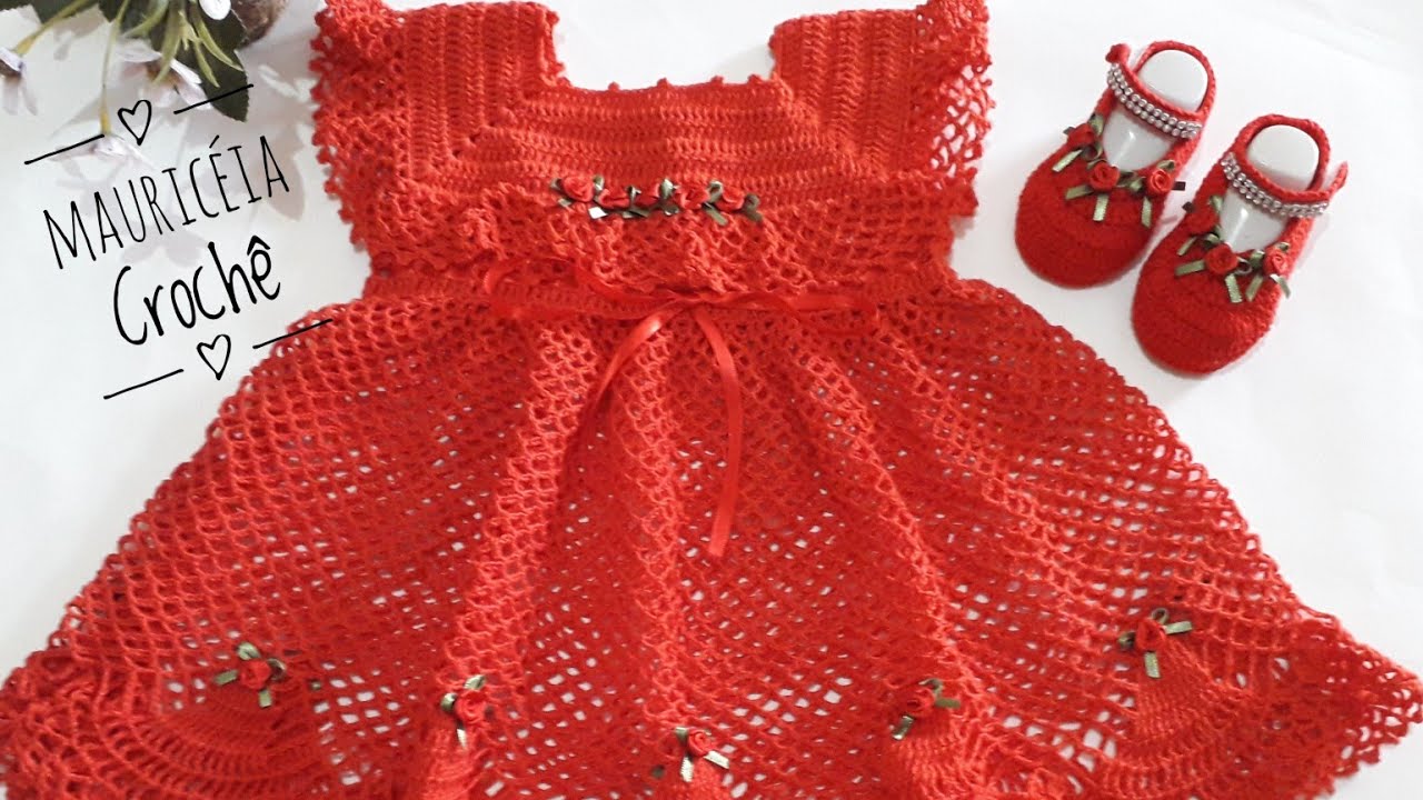 Vestido de crochê, TM 6 meses a 1 ano, leiam a descrição do vídeo