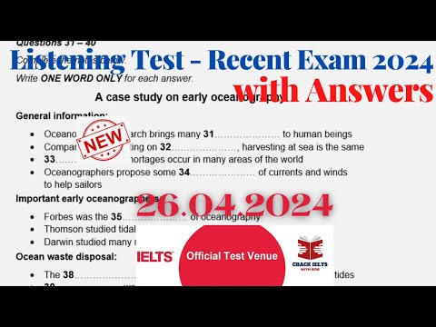 Ielts Listening Actual Test 2024 With Answers | 26.04.2024