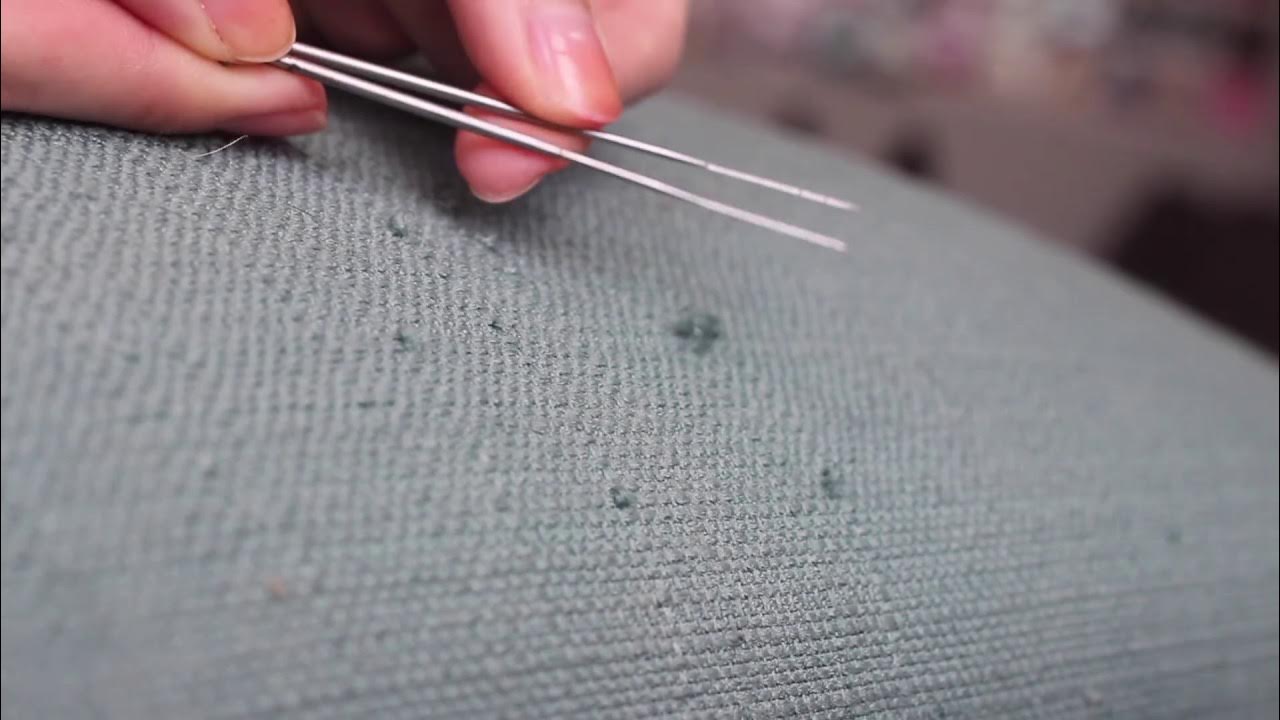 Fixing Cat Scratches On Fabric Furniture Using A Razor