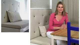 Learn how to create banquette seating by building an upholstered wall panel - you can use the same steps to build a DIY ...
