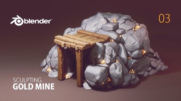 Sculpting Process of Gold Mine in BLENDER (3d Modeling) 3d Game Design | Stylised 3d Rocks (Part 3)