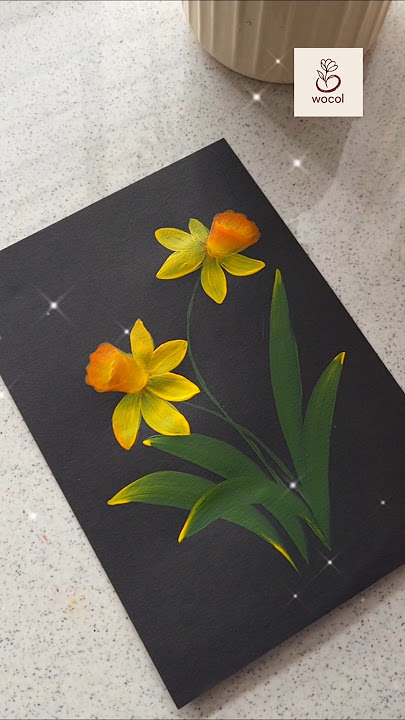 Painting daffodils in onestroke #artvideo #dailyart #wocol
