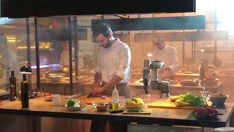 qb SoftHand Research and a cobot UR3 acting as a sous-chef kitchen assistant.