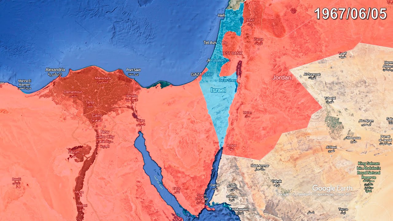 The Six-Day War in 1 minute using Google Earth - YouTube
