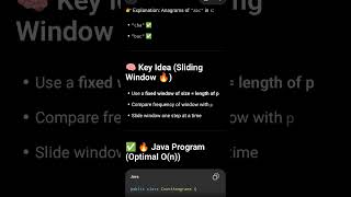 Java Program Sliding Window Anagram Problem #shorts