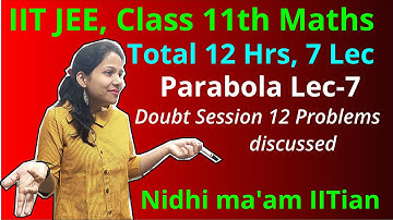 Parabola Lec-7 Doubt Session | Class 11 Maths for IIT JEE | By Nidhi IITian | VNV CLASSES