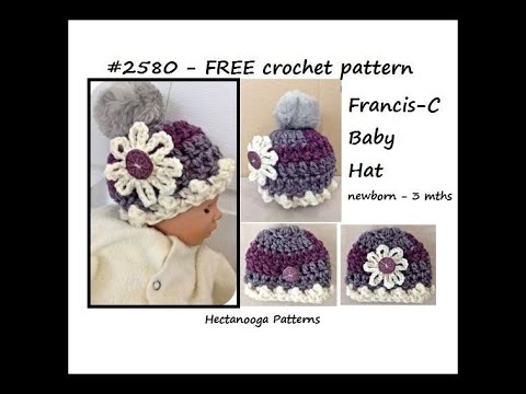 FREE CROCHET PATTERN # 2580, quick 30 minute baby hat, Crochet for Baby ...