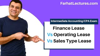 CPA Exam leases Simulation.  Finance Lease Vs Operating Lease Vs Sales Type Lease.