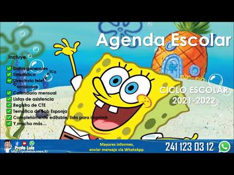 Agenda Escolar Bob Esponja Ciclo Escolar 2021-2022