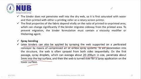 TEX 3205 Lecture 08 Technical fabric structures Non woven Part C