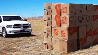 Speeding into a GIANT Box Fort with a Truck!!
