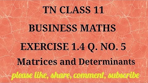 Tn 11business maths |exercise 1.4|q. no.5|state board |Matrices and Determinants |gmrrao maths|