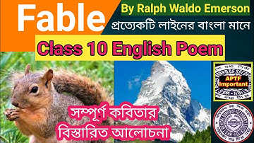 Class 10 english poem Fable | Fable by Ralph Waldo Emerson | class 10 english chapter 2