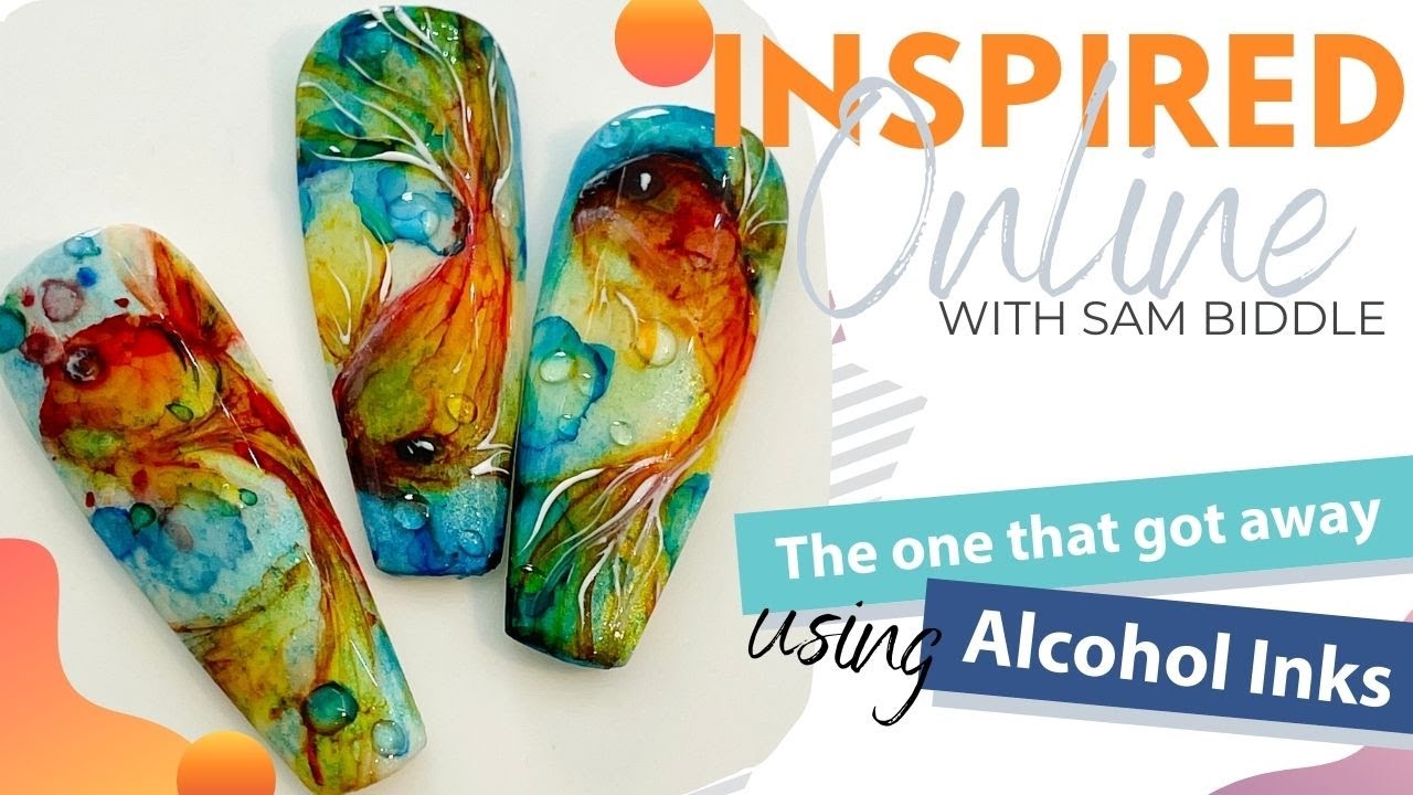 Nail art using alcohol inks - fish design - YouTube