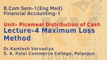 L-4 Maximum Loss Method I Unit-1 Piecemeal Distribution of Cash I Financial Accounting I B Com Sem-1