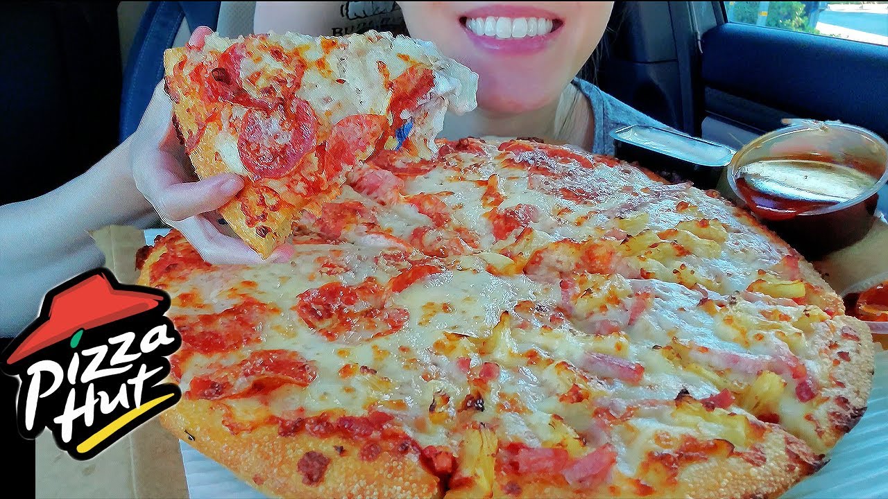 ASMR PIZZA HUT HAWAIIAN & PEPPERONI PIZZA CAR MUKBANG
