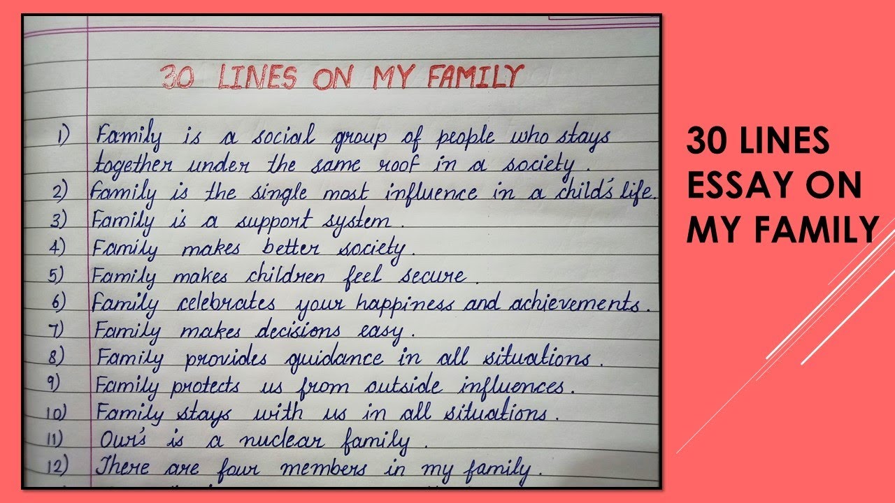 How To Write 30 Lines Essay On My Family || Short Essay Writing || 30 Lines  On My Family || - Youtube