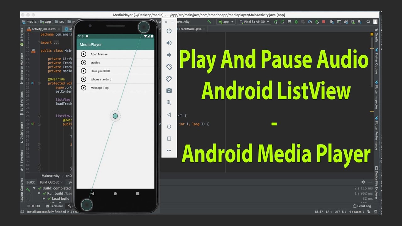 Play And Pause Audio Android ListView Android Media Player YouTube
