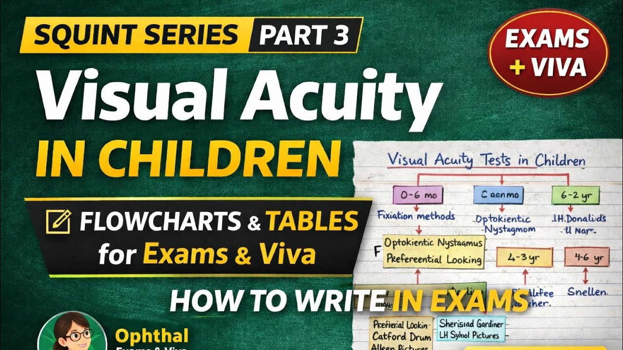 Squint Series Part 3 | Visual Acuity in Children | Flowcharts/Tables for Exams & Viva | MS/DNB Ophth
