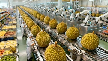 Inside a Durian Mega Factory: Full Production Process From Fresh Fruit to Export Quality