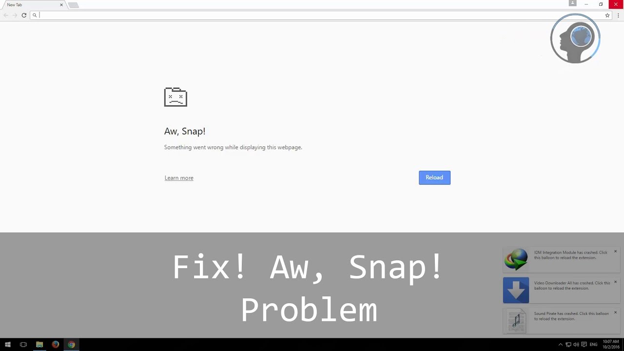 Aw, Snap! Google Chrome Error - Problem Solution - YouTube