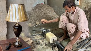 Woodworking Project of Making Wooden Table Lamp || DIY Wooden Table Lamp || Woodturning into Lamp