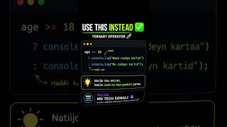 🚀 Stop Using If Else! JavaScript Ternary Operator #shorts