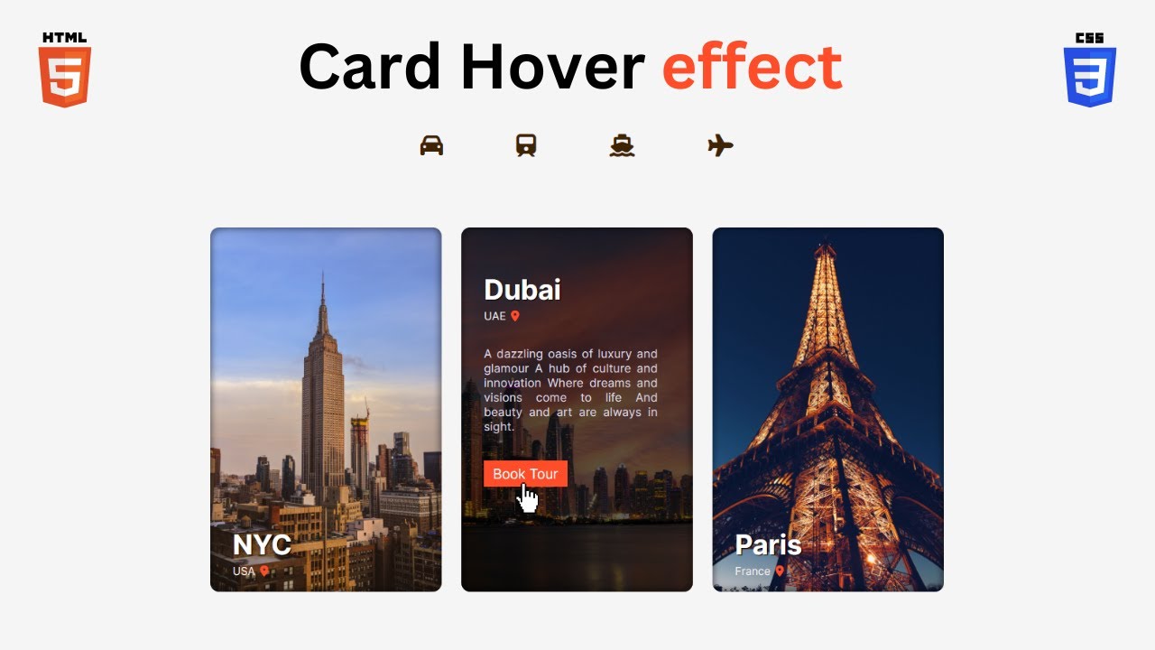 Create Interactive Cards and Hover effect using HTML and CSS | Web ...