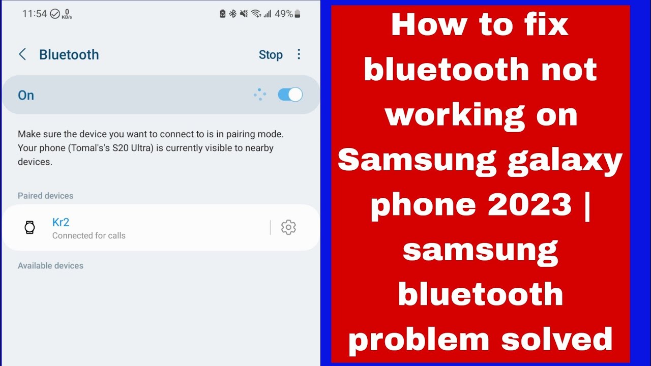 How to fix bluetooth not working on Samsung galaxy phone 2023 | samsung ...