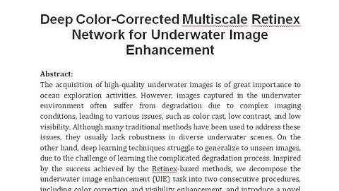 Deep Color Corrected Multiscale Retinex Network for Underwater Image Enhancement
