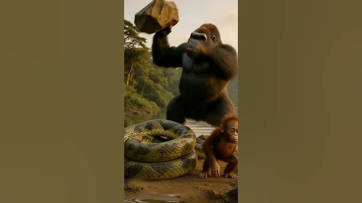 “Gorilla Smashes Giant Snake to Save Its Baby!” #animals #wildliferescue #cute