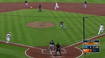 CLE@BAL: Indians turn a 1-2-3 double play