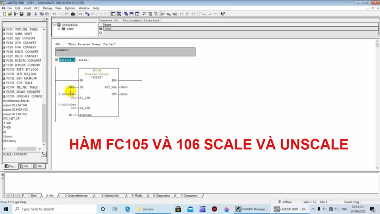 hướng dẫn sử dụng hàm FC105 \u0026 FC106 SCALE BLOCKS trong PLC S7 300