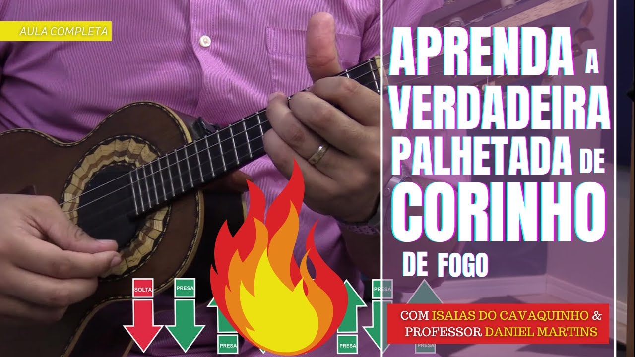 Palhetada de corinho de Fogo no Cavaquinho | Aula com Legenda | Part. Isaias do Cavaquinho