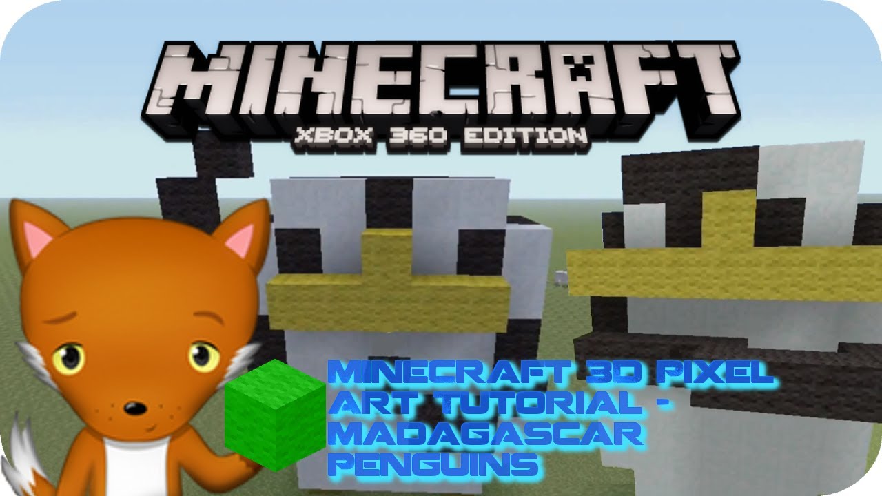 MineCraft 3D Pixel Art Tutorial Madagascar Penguins Model YouTube