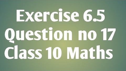 Exercise 6.5 Question No.17 Chapter 6 Class 10 Maths NCERT Triangles