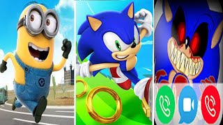 Deable Me Minion Rush Vs Sonic Dash Vs Crazy Sonic Exe Call Prank
