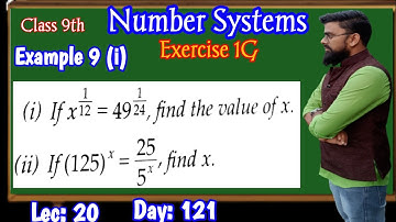 Rs Aggarwal Class 9 Exercise 1G Example 9 i | If x^1/12=49^1/24 find the value of x | Irshad Sir