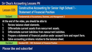 [FABM2] Lesson 035 - Statement of Financial Position