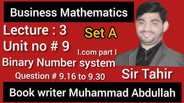 inter class 11 Business Mathematics I.com part 1 unit 9 Binary number system Question 9.16 to 9.30