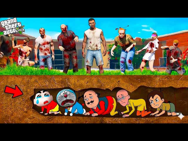 Franklin Shinchan Doraemon Escaped From Zombie GTA 5 in Telugu