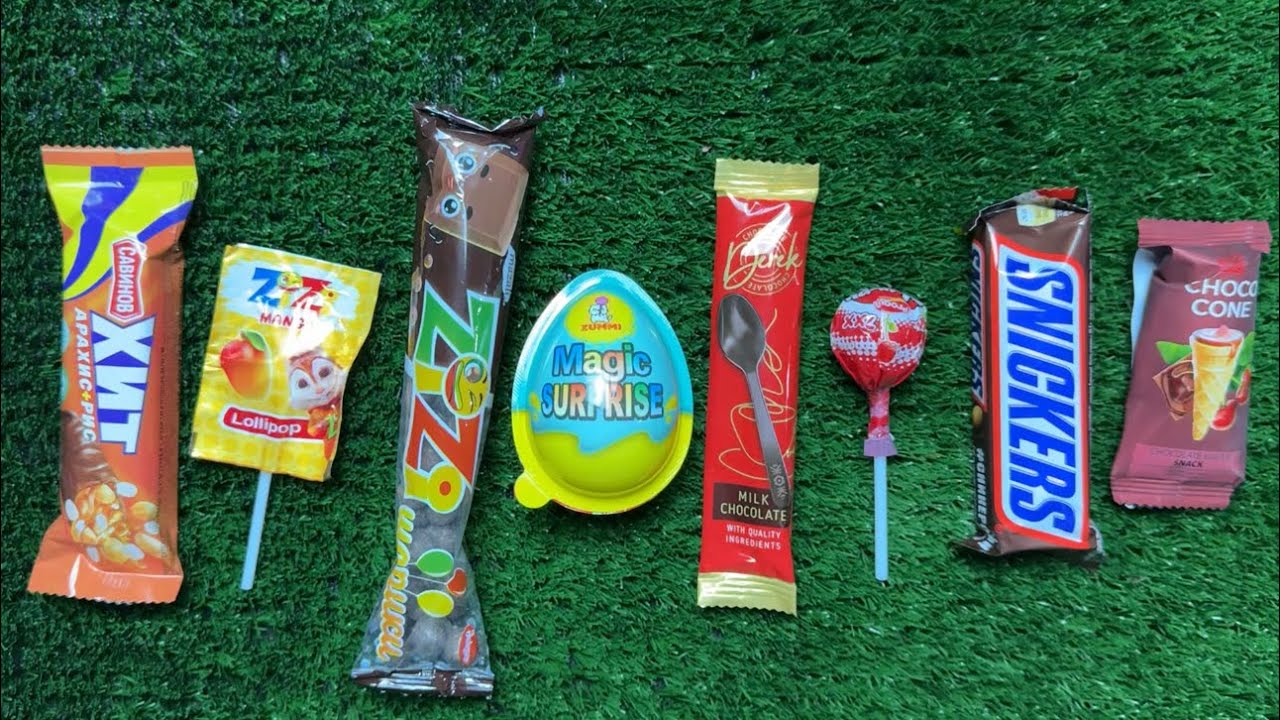 ASMR Most Popular Candys / some lots of colorful rainbow lollipop candy / unpacking chocolate eat