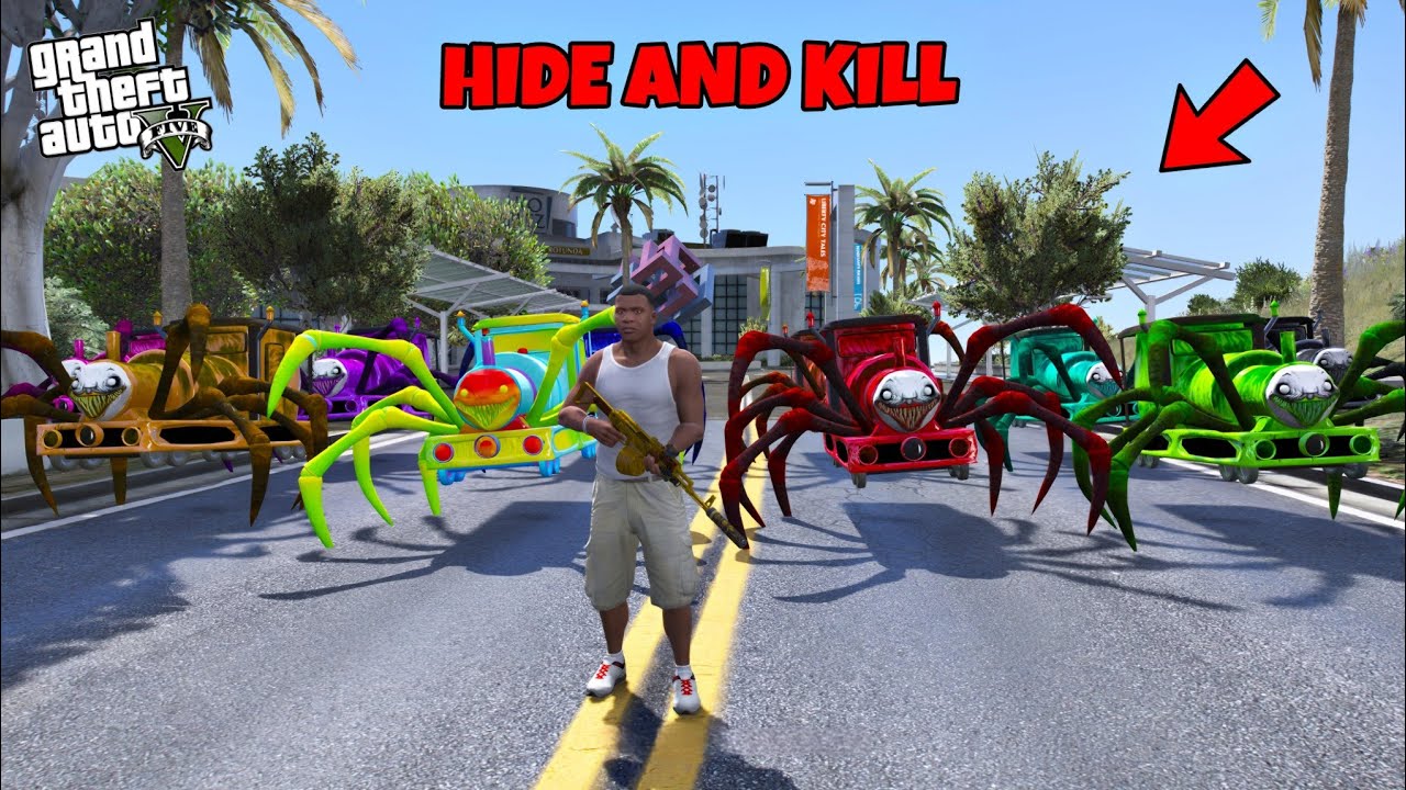 GTA 5 : FRANKLIN FIGHT WITH CHOO CHOO CHARLES IN DIFFERENT COLORS ( PART 2 )