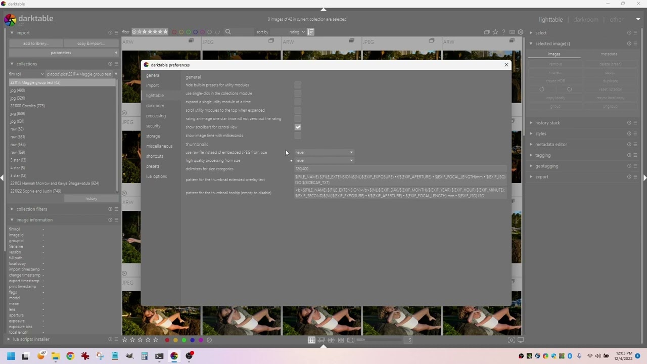 Darktable uses RAW files in lighttable even when embedded jpgs are selected